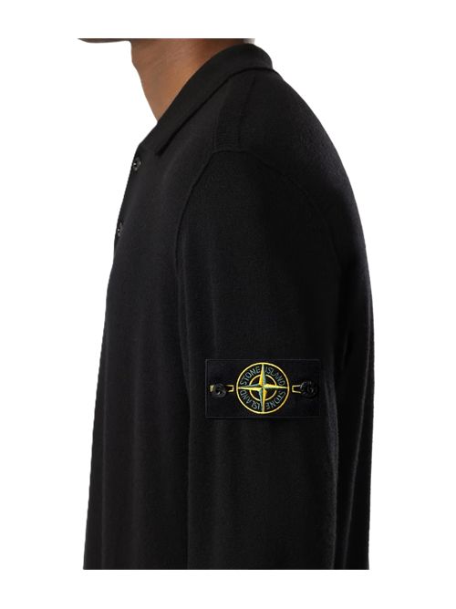 Maglione polo vestibilità loose con finta con bottoni nero Stone Island | L2S15 5100018 S00B4V0029 BLACK